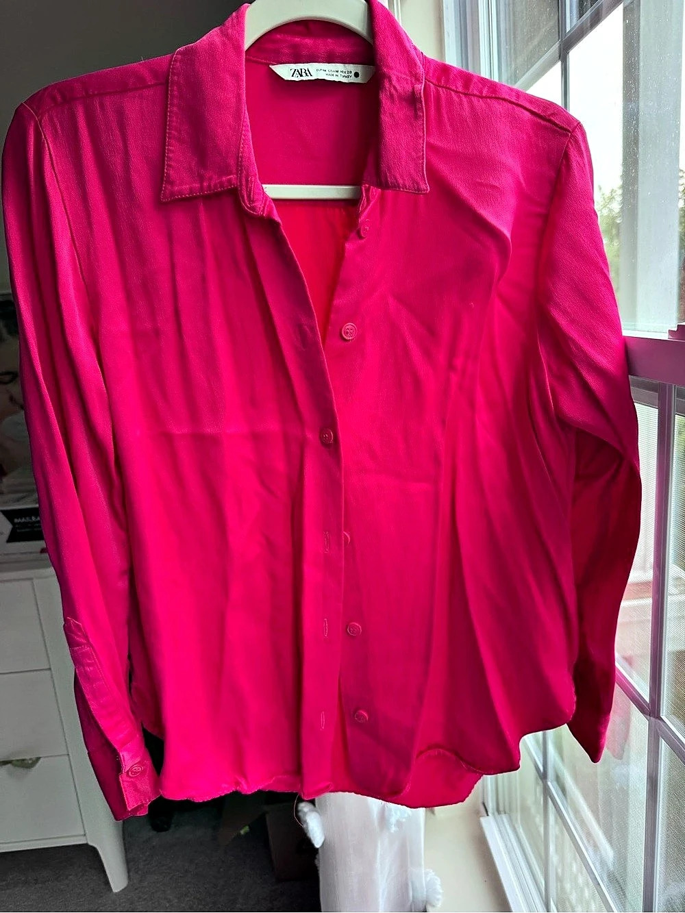 Zara Pink Button Down Shirt Size Medium Like New